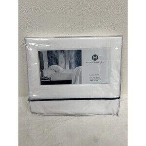 Hotel Collection Italian Percale Cotton FULL FLAT SHEET ONLY White/Black $160